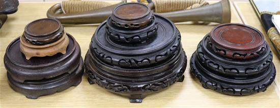 A group of assorted Chinese hardwood vase stands